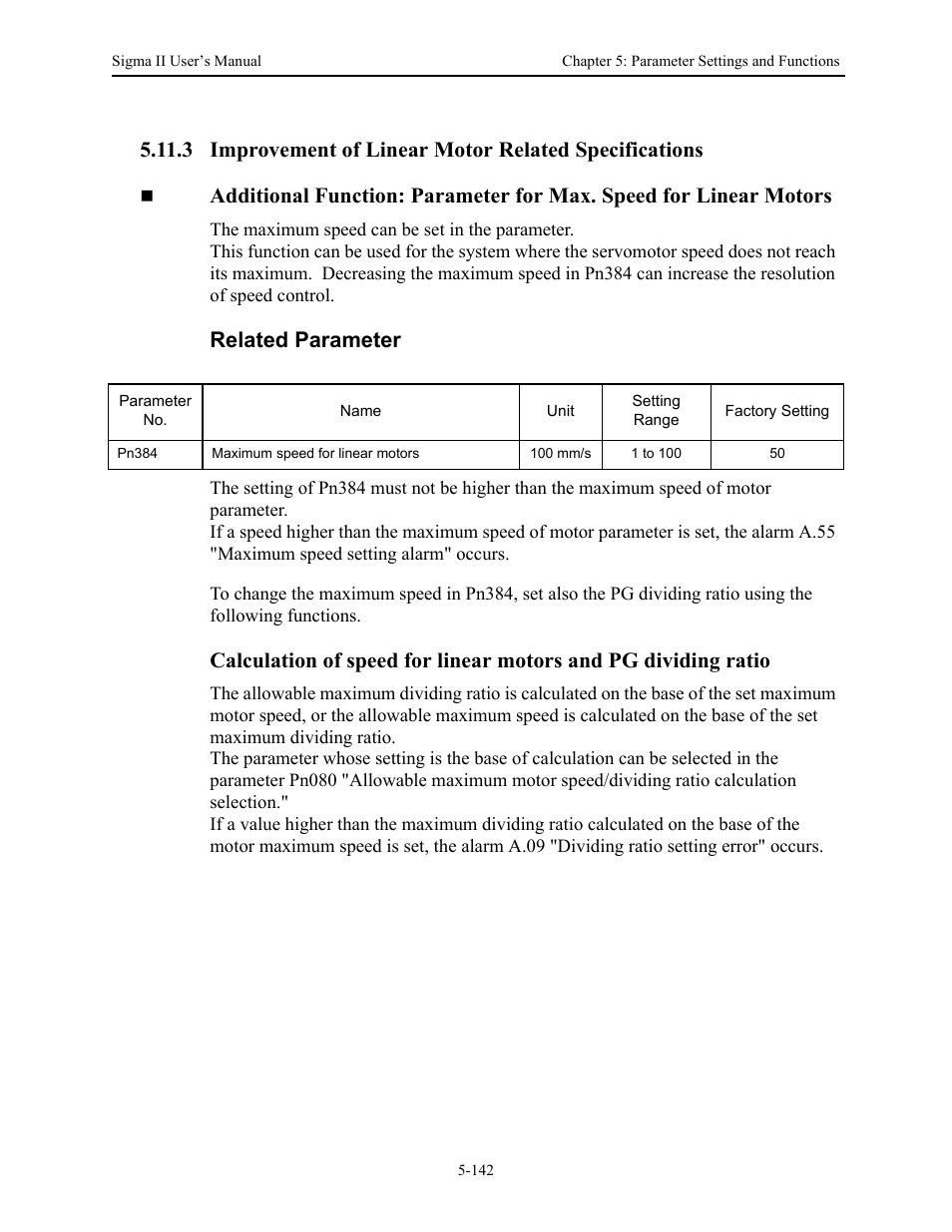 Related parameter | Yaskawa Sigma II Series Servo System User Manual | Page 228 / 492
