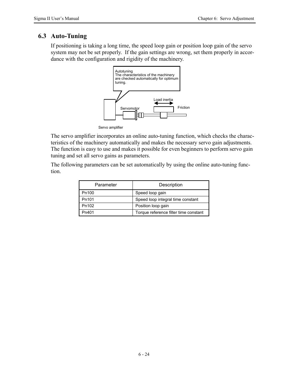 3 auto-tuning, 3 auto-tuning - 24, 3 auto-tuning -24 | Yaskawa Sigma II Series Servo System User Manual | Page 256 / 492