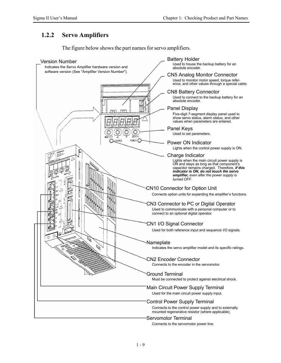 2 servo amplifiers, 2 servo amplifiers - 9, Servo amplifiers -9 | Yaskawa Sigma II Series Servo System User Manual | Page 27 / 492
