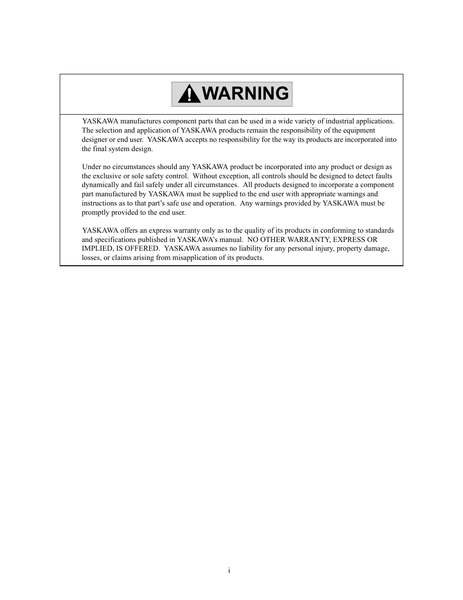 Warning | Yaskawa Sigma II Series Servo System User Manual | Page 3 / 492