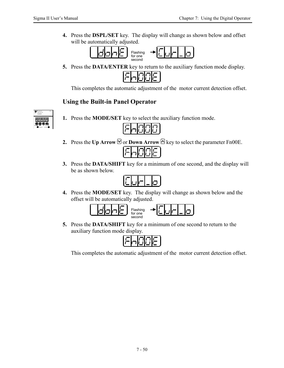 Using the built-in panel operator | Yaskawa Sigma II Series Servo System User Manual | Page 324 / 492