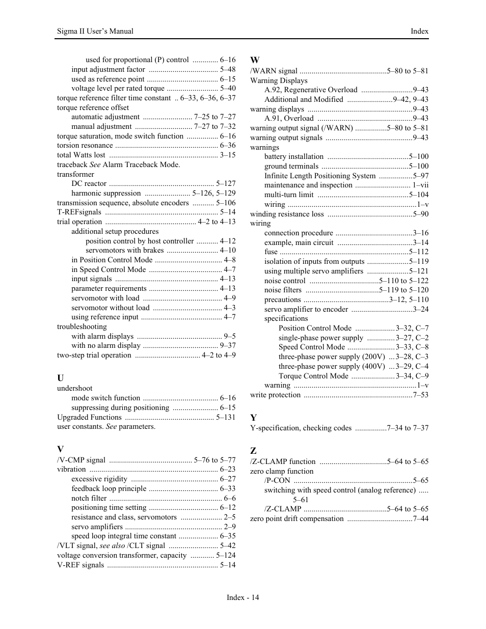 Yaskawa Sigma II Series Servo System User Manual | Page 490 / 492