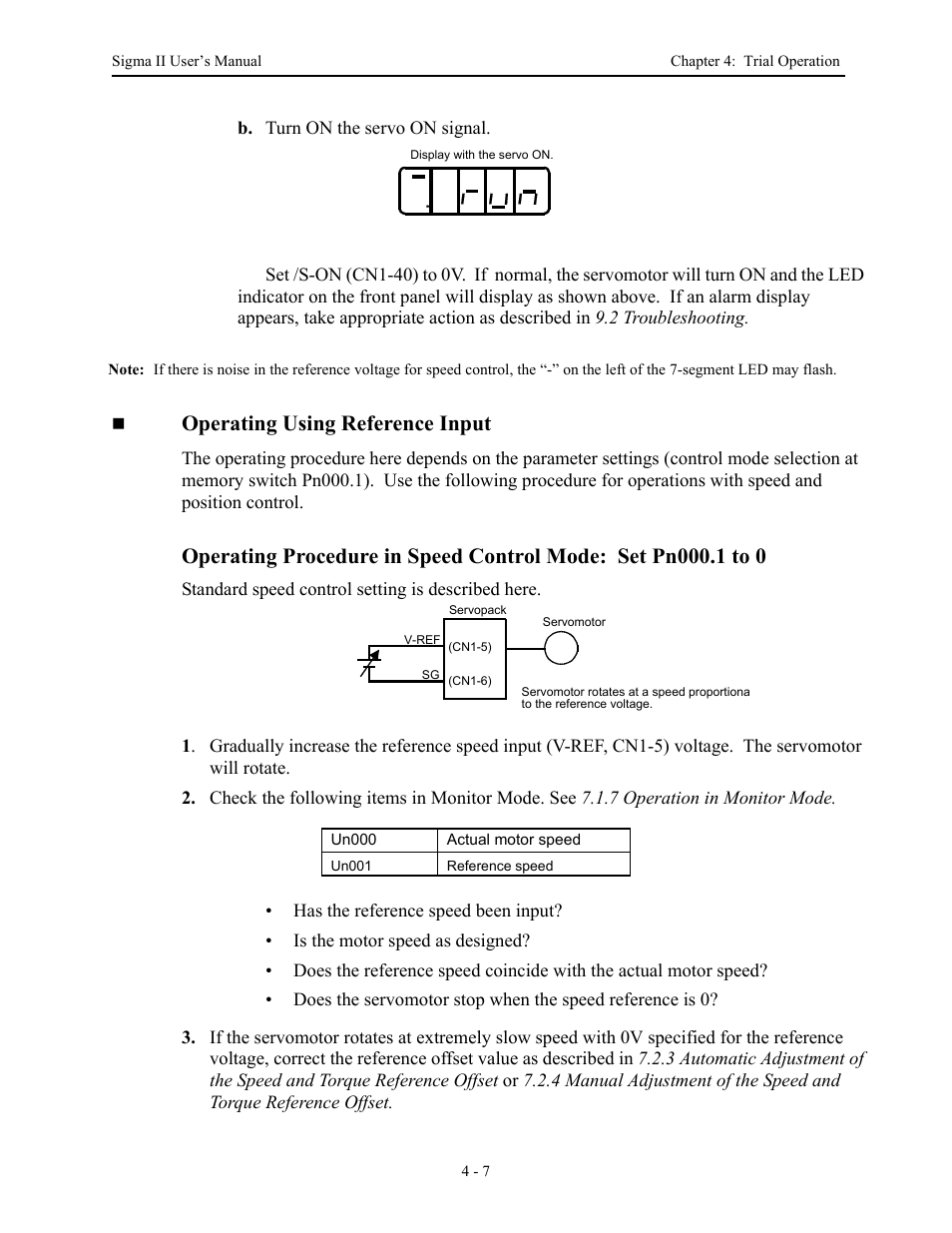 Operating using reference input | Yaskawa Sigma II Series Servo System User Manual | Page 79 / 492