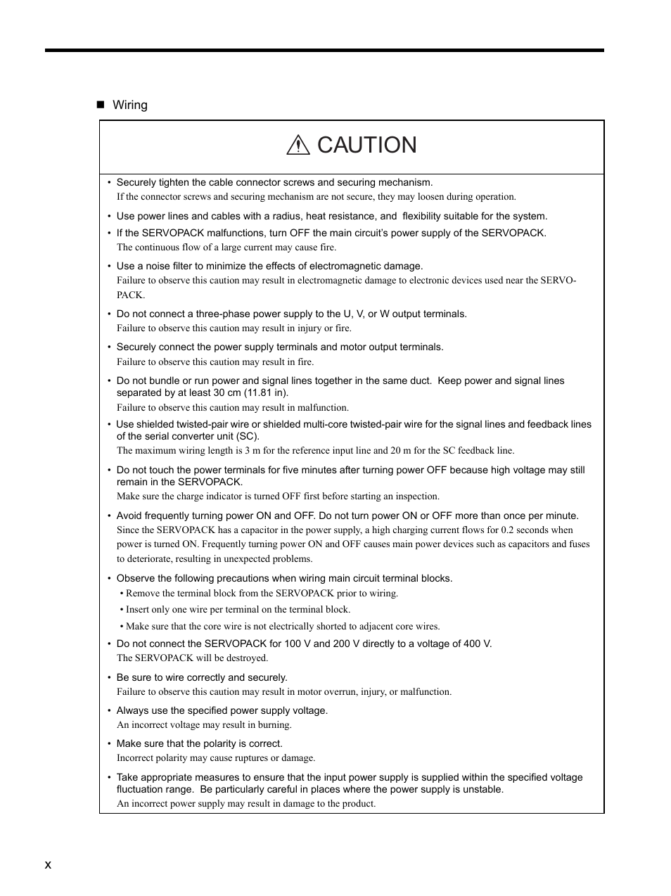 Caution | Yaskawa SGDH Linear Sigma Series User Manual | Page 10 / 425
