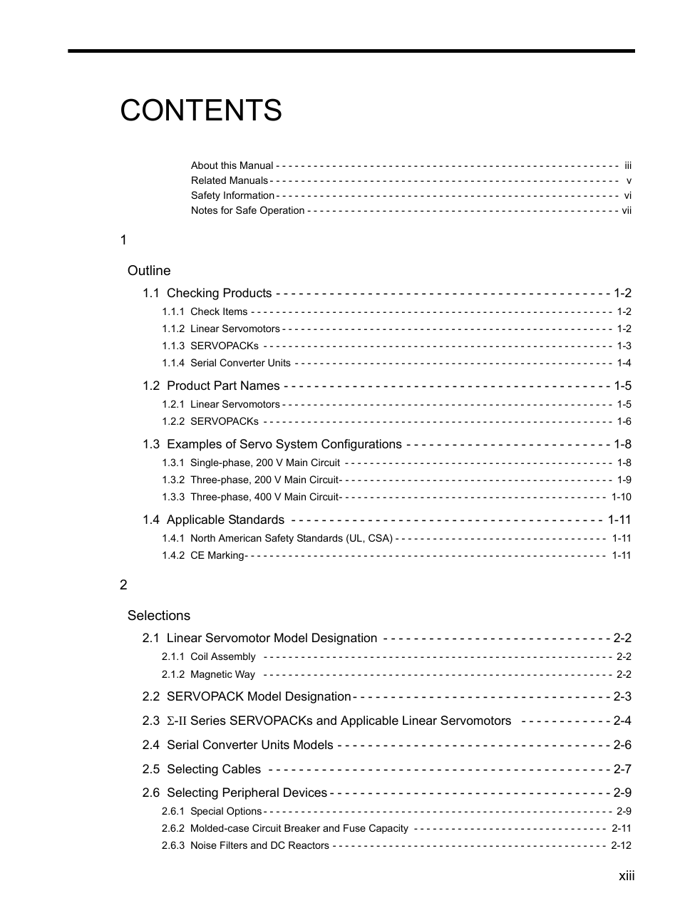 Yaskawa SGDH Linear Sigma Series User Manual | Page 13 / 425