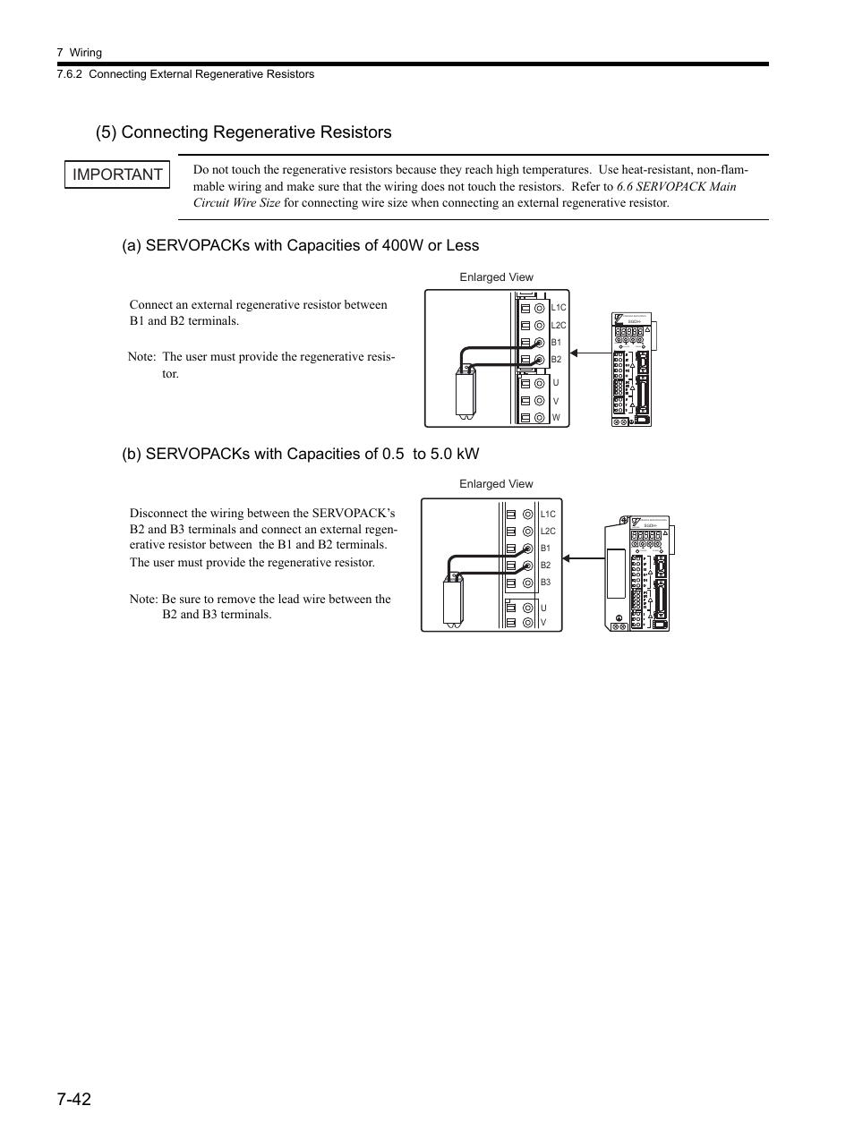 42 (5) connecting regenerative resistors | Yaskawa SGDH Linear Sigma Series User Manual | Page 206 / 425