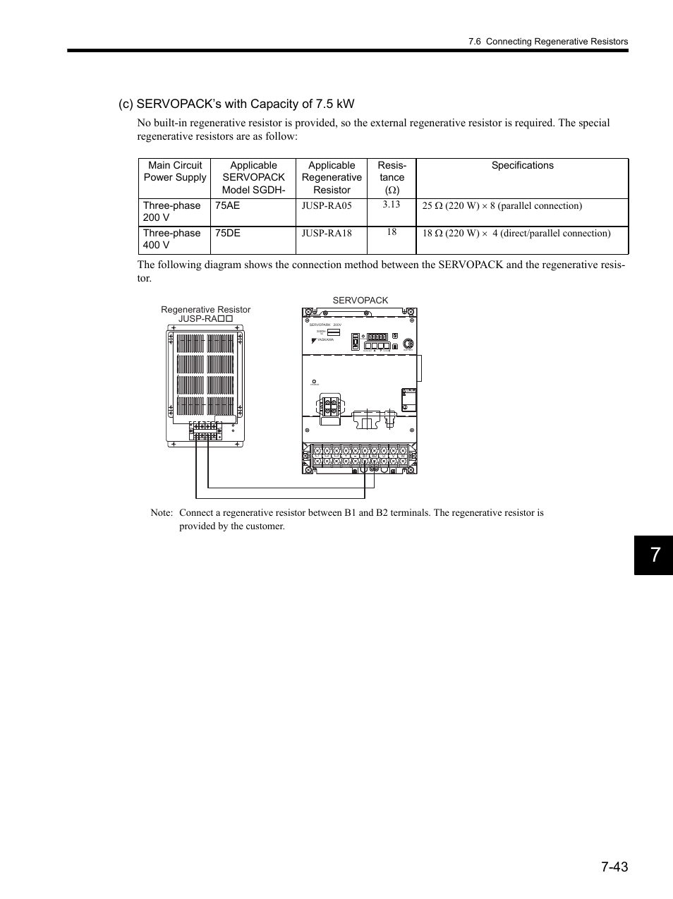 C) servopack’s with capacity of 7.5 kw | Yaskawa SGDH Linear Sigma Series User Manual | Page 207 / 425