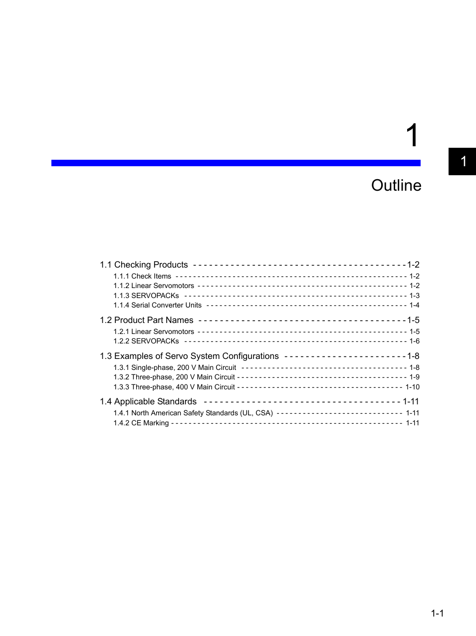 1 outline, Outline | Yaskawa SGDH Linear Sigma Series User Manual | Page 23 / 425