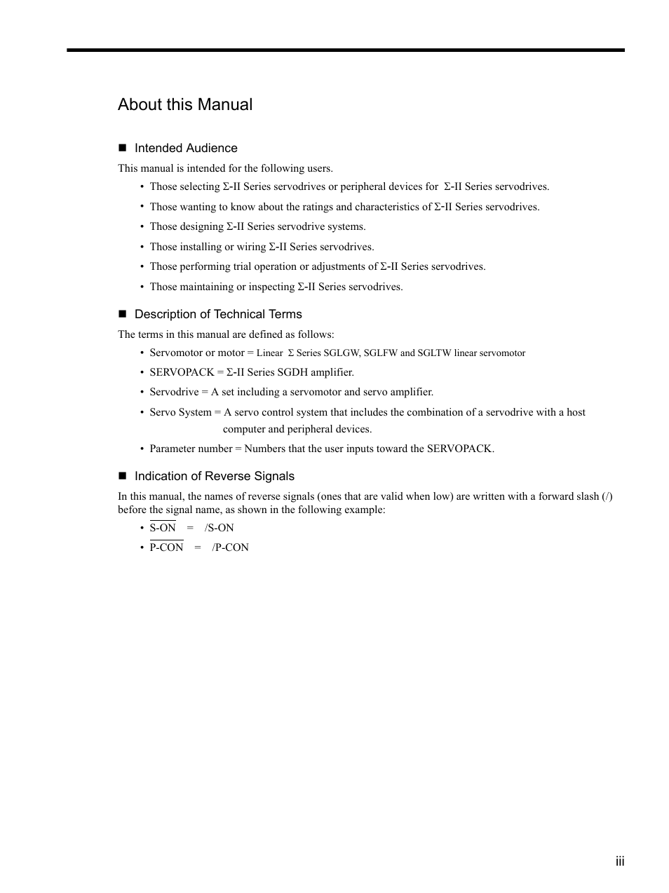 About this manual | Yaskawa SGDH Linear Sigma Series User Manual | Page 3 / 425