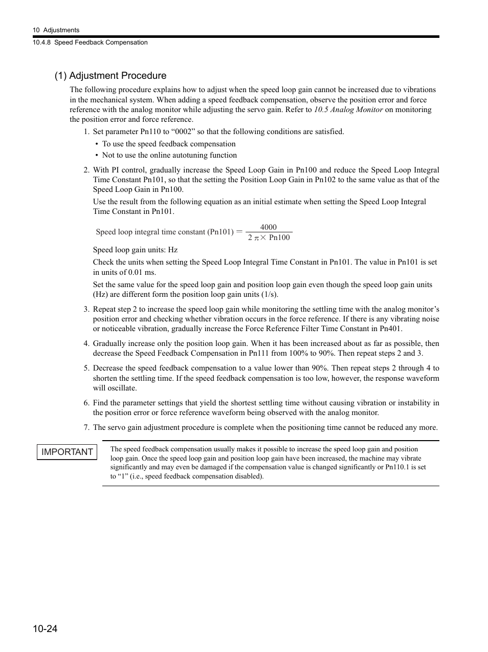 24 (1) adjustment procedure | Yaskawa SGDH Linear Sigma Series User Manual | Page 346 / 425