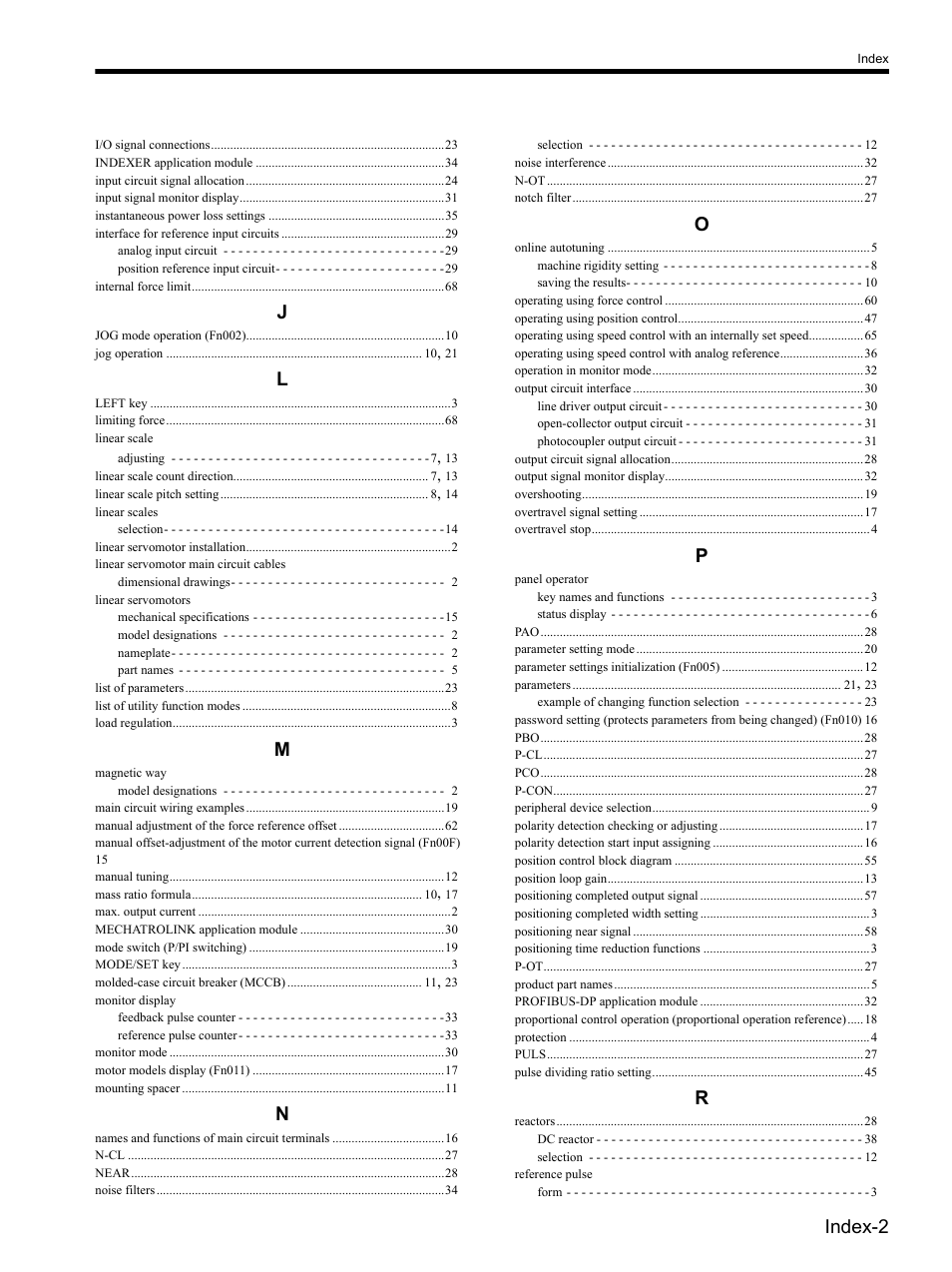 Index-2 | Yaskawa SGDH Linear Sigma Series User Manual | Page 422 / 425