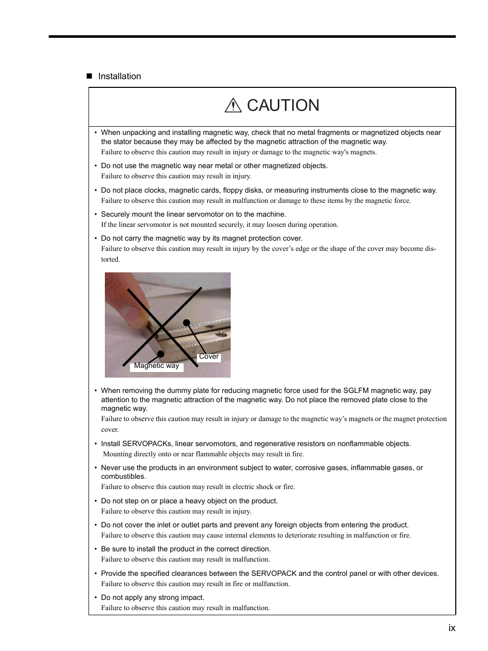 Caution | Yaskawa SGDH Linear Sigma Series User Manual | Page 9 / 425
