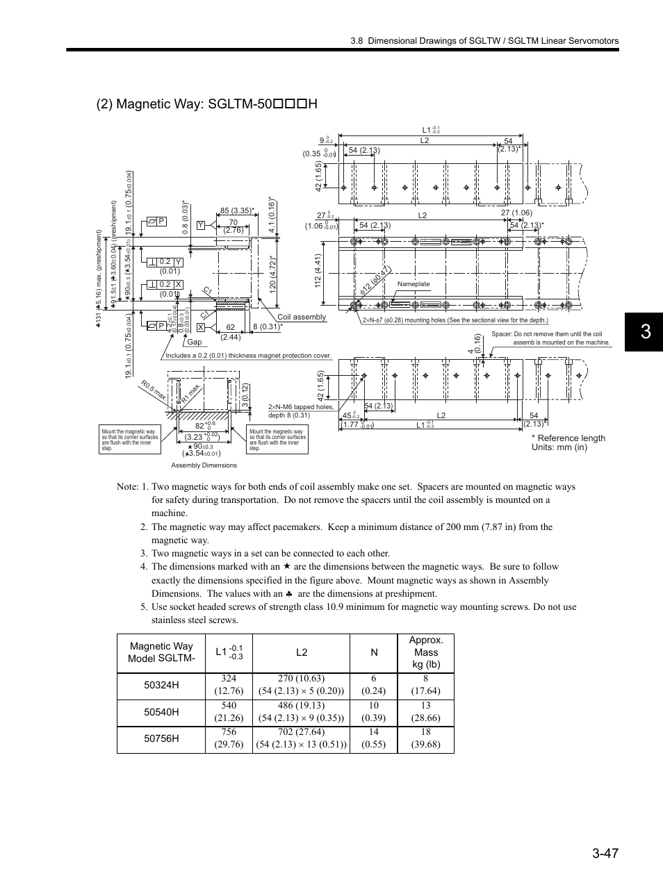2) magnetic way: sgltm-50h | Yaskawa SGDH Linear Sigma Series User Manual | Page 95 / 425