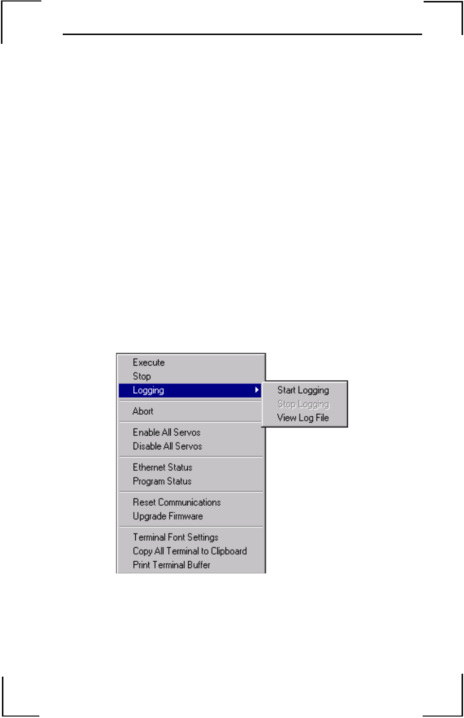 The terminal window, Figure 12: the communication pop-up menu | Yaskawa YTerm User Manual | Page 23 / 56