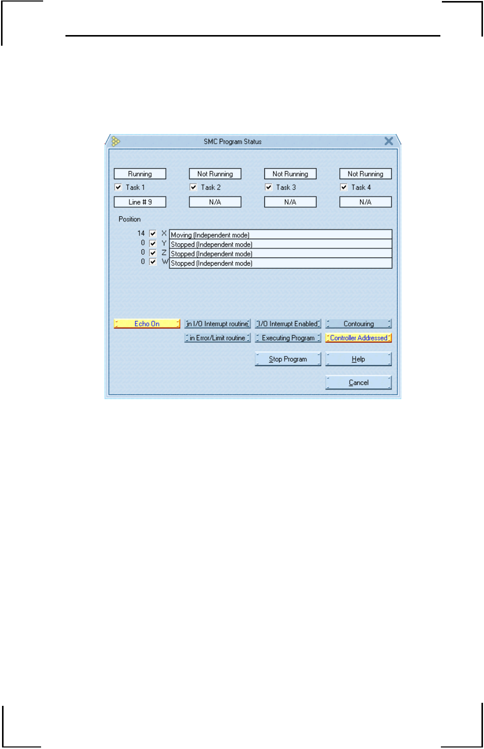 Program monitoring, Figure 15: the program status screen | Yaskawa YTerm User Manual | Page 27 / 56