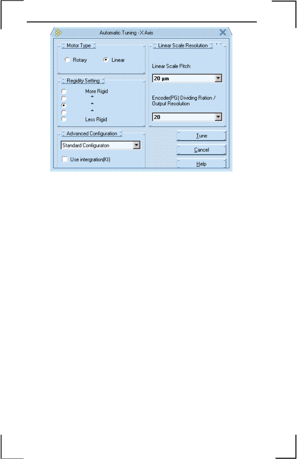 Figure 19a: autotuning dialog screen, Enter the motor to load gear ratio | Yaskawa YTerm User Manual | Page 32 / 56