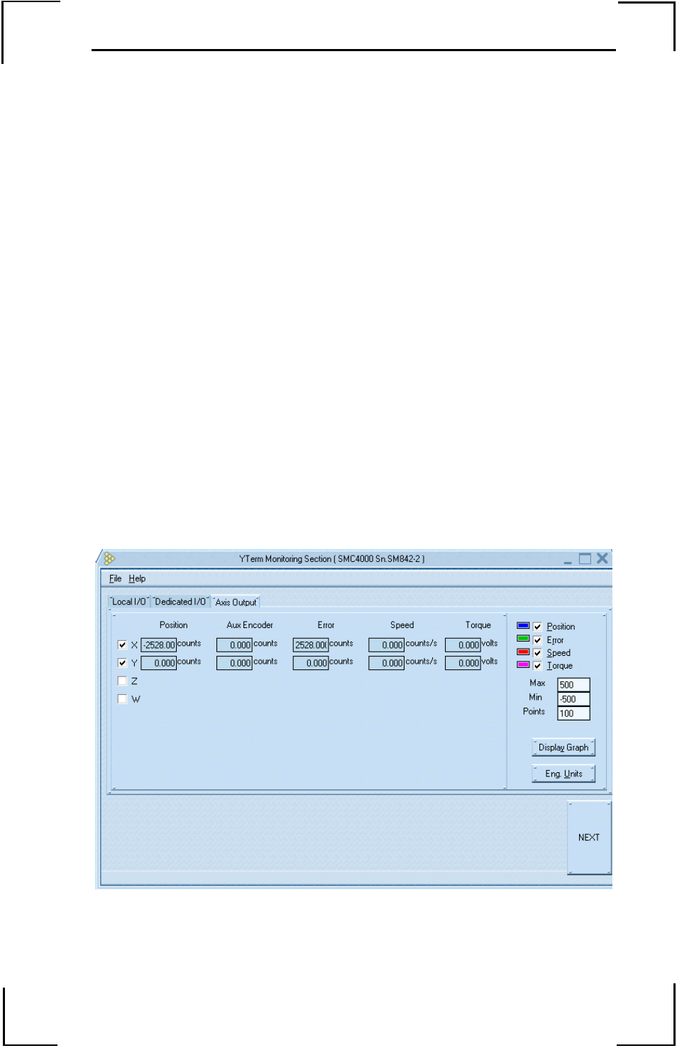 Axis output, Figure 29: axis output screen - list display | Yaskawa YTerm User Manual | Page 43 / 56