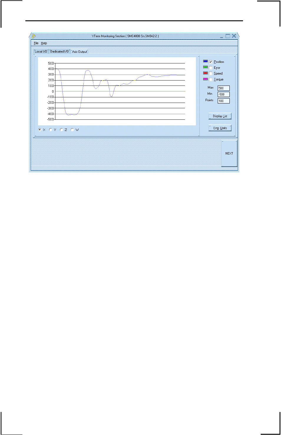 Figure 30: axis output screen - graphic display | Yaskawa YTerm User Manual | Page 44 / 56