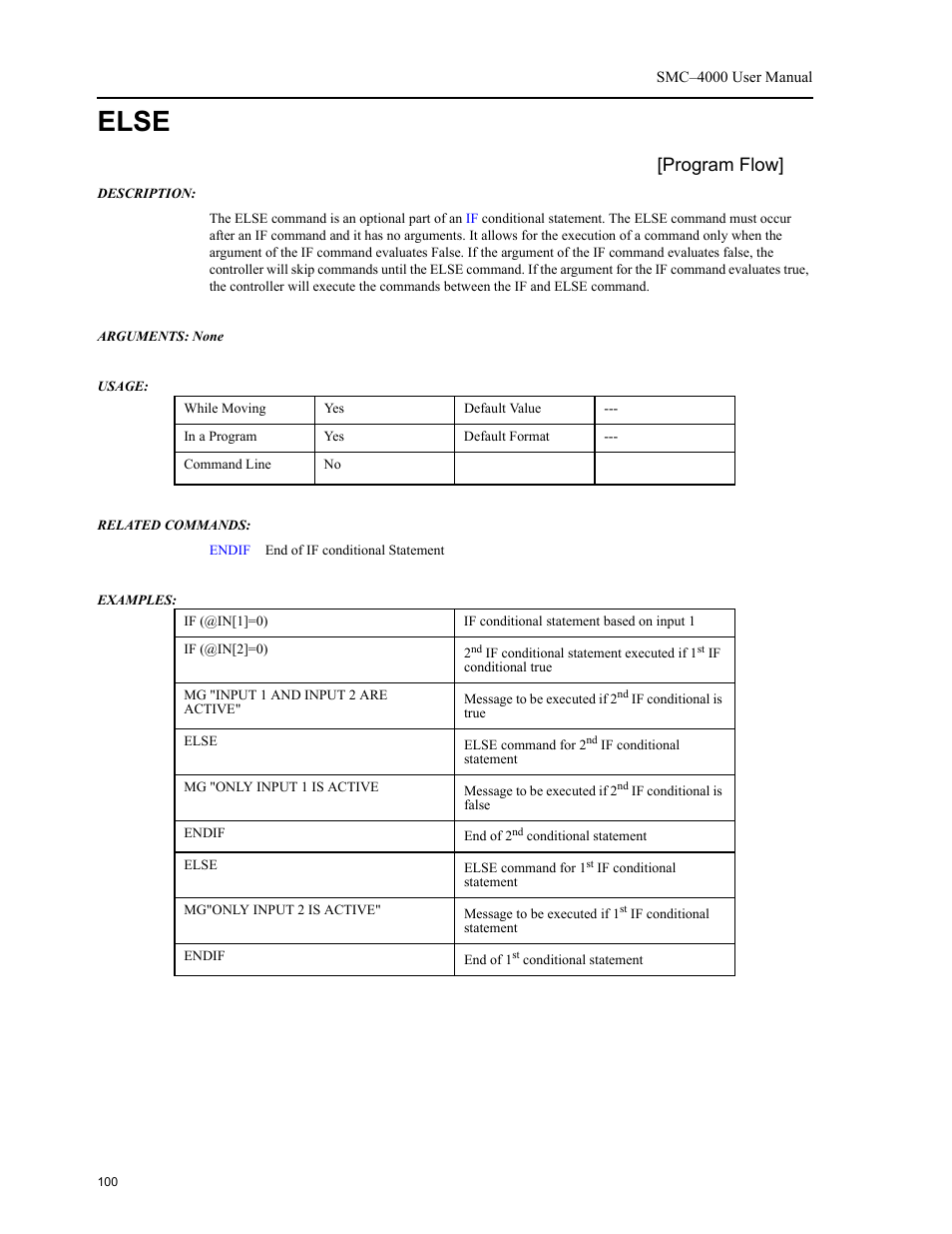 Else, Program flow | Yaskawa SMC–4000 User Manual | Page 110 / 385