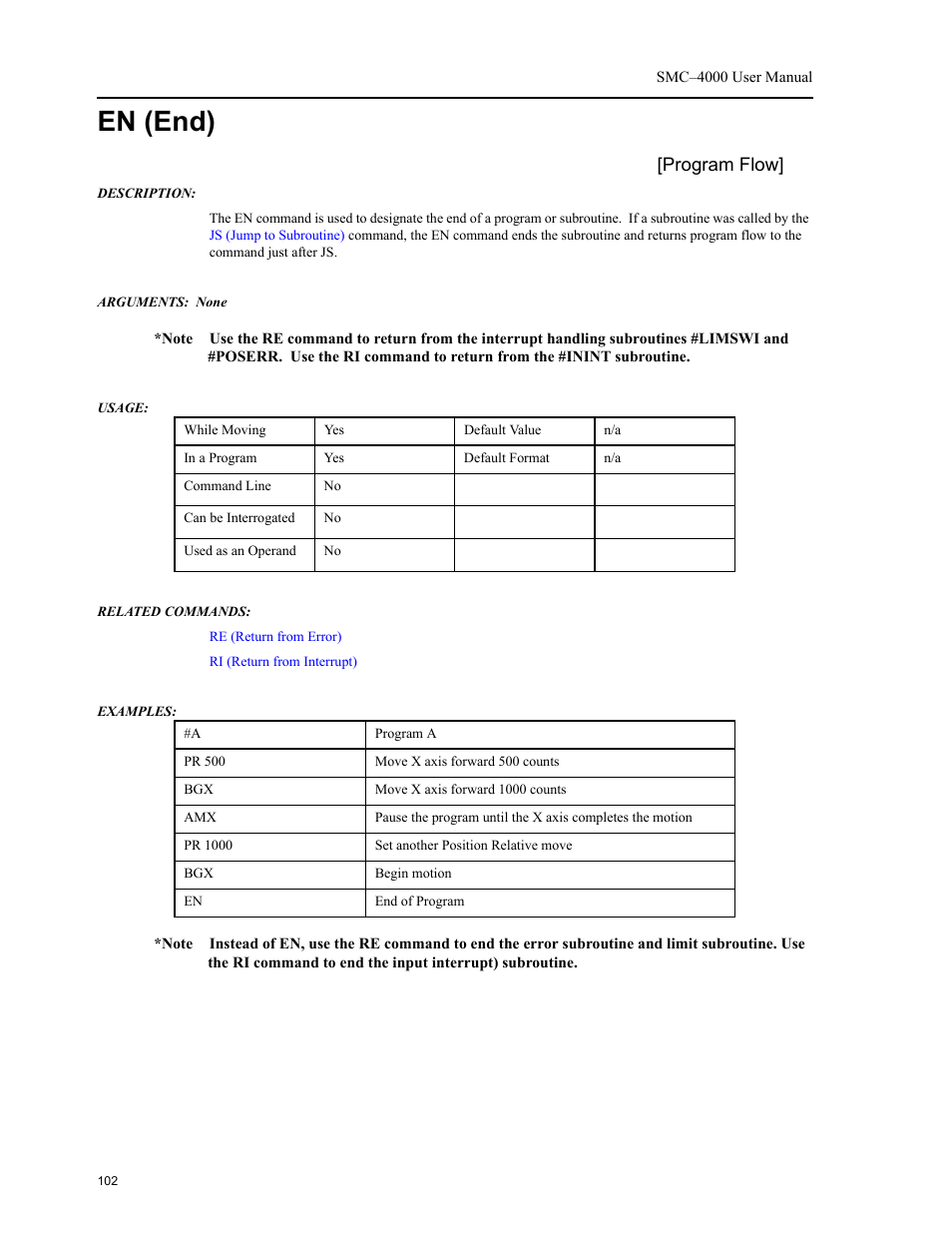 En (end), Program flow | Yaskawa SMC–4000 User Manual | Page 112 / 385