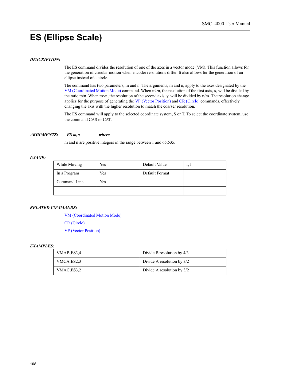 Es (ellipse scale) | Yaskawa SMC–4000 User Manual | Page 118 / 385