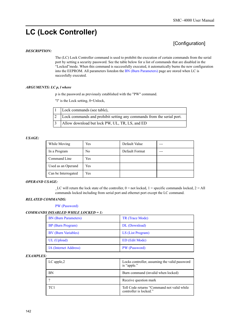 Lc (lock controller), Configuration | Yaskawa SMC–4000 User Manual | Page 152 / 385