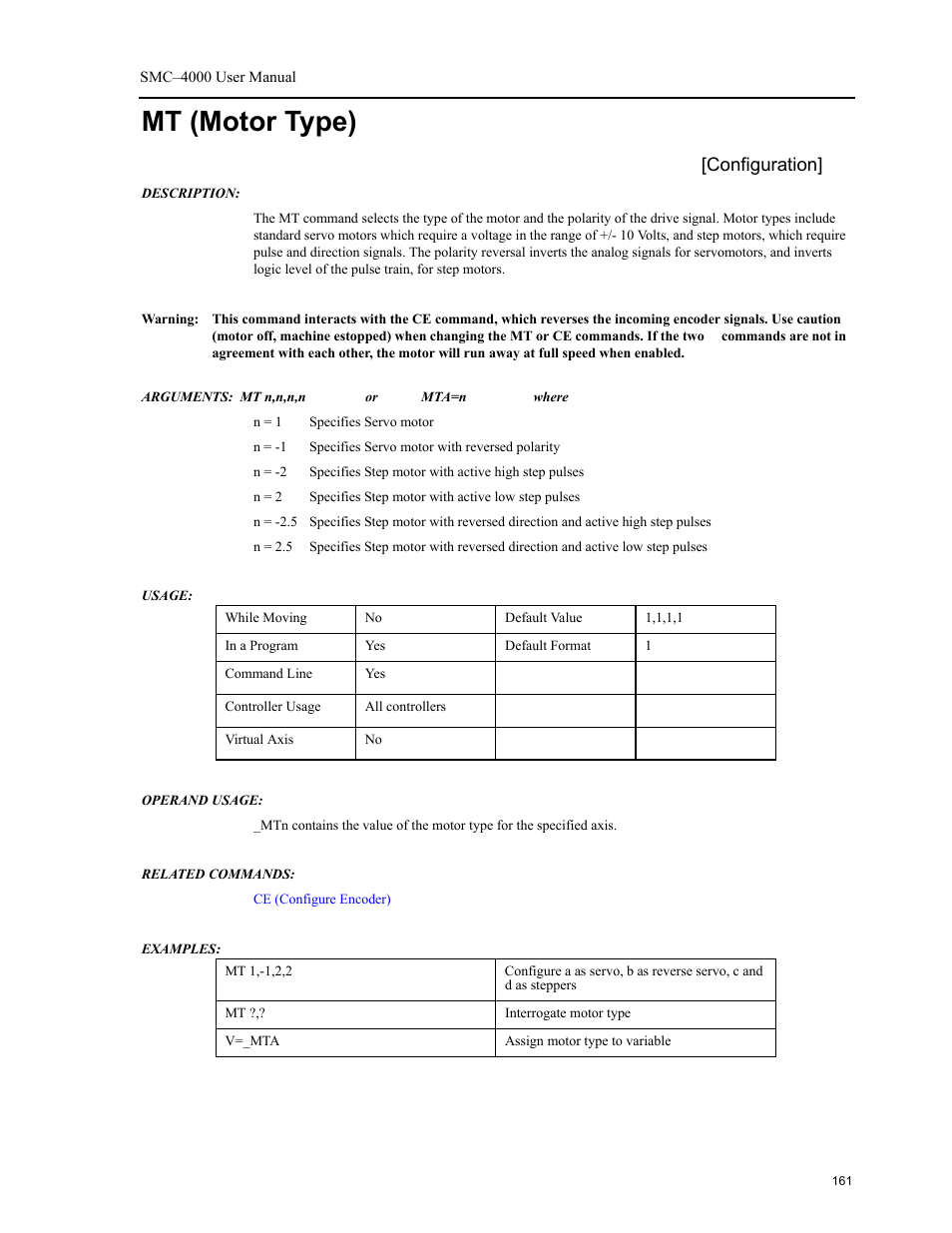 Mt (motor type), Configuration | Yaskawa SMC–4000 User Manual | Page 171 / 385