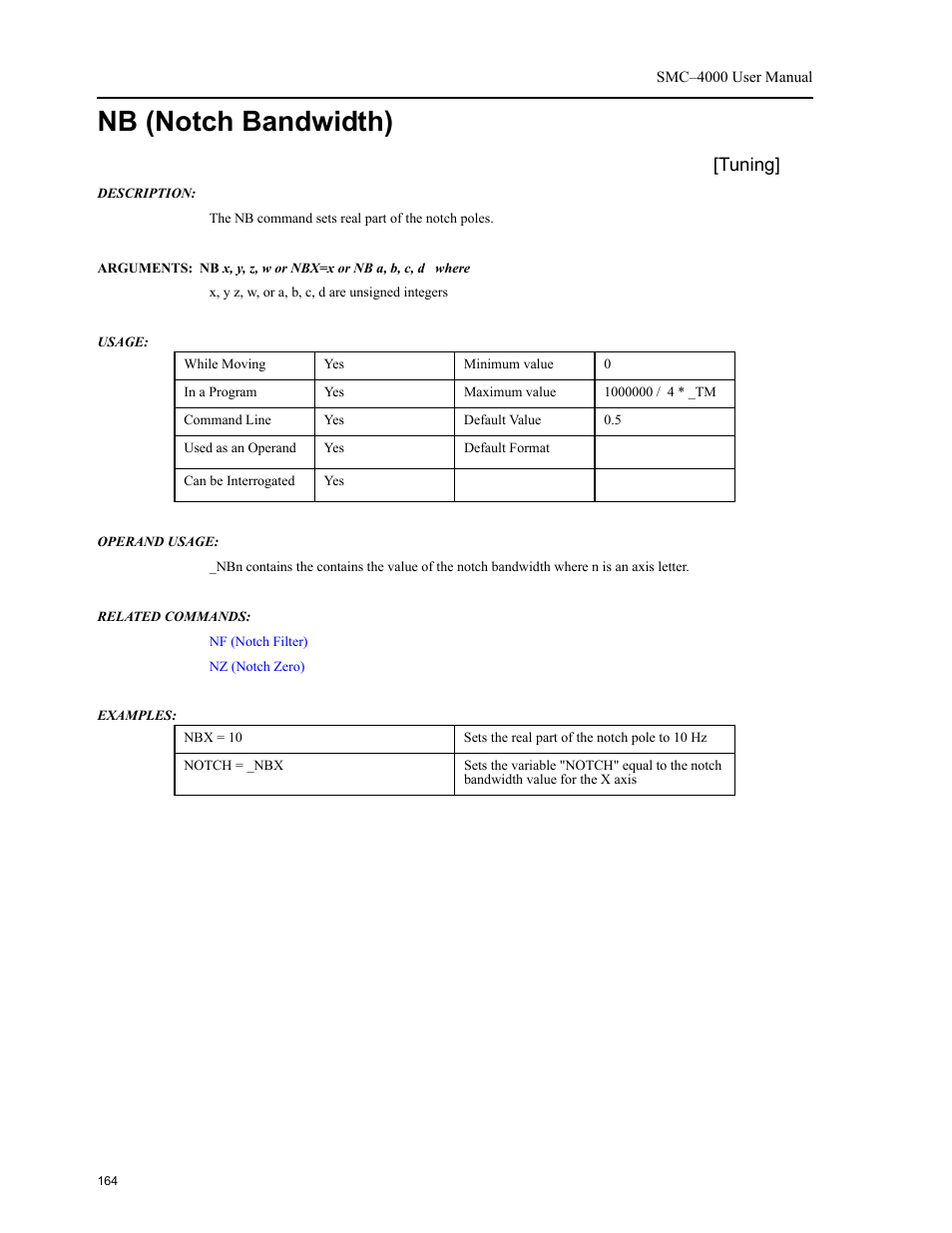 Nb (notch bandwidth), Tuning | Yaskawa SMC–4000 User Manual | Page 174 / 385