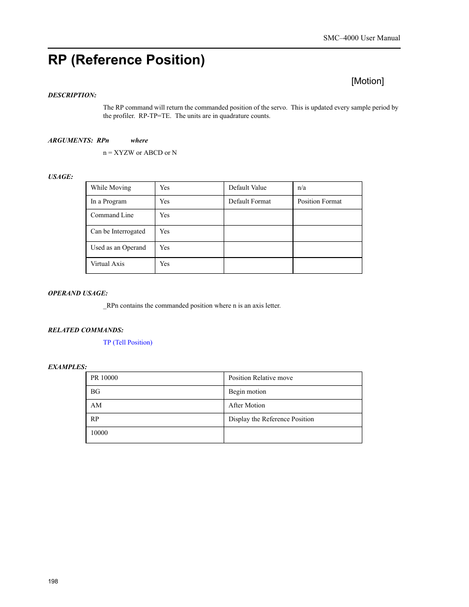 Rp (reference position), Rp (reference, Position) | Motion | Yaskawa SMC–4000 User Manual | Page 208 / 385