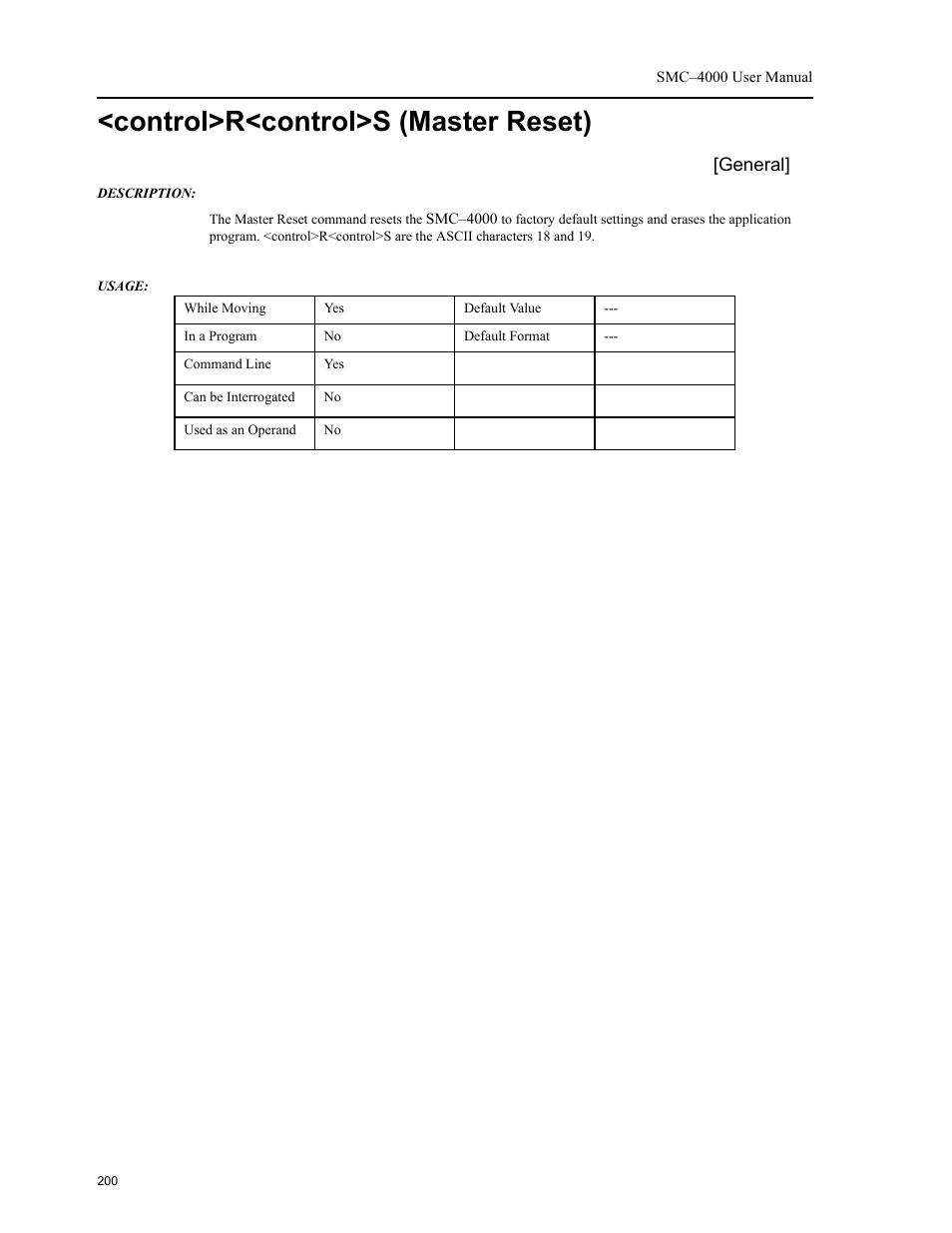 Control>r<control>s (master reset) | Yaskawa SMC–4000 User Manual | Page 210 / 385