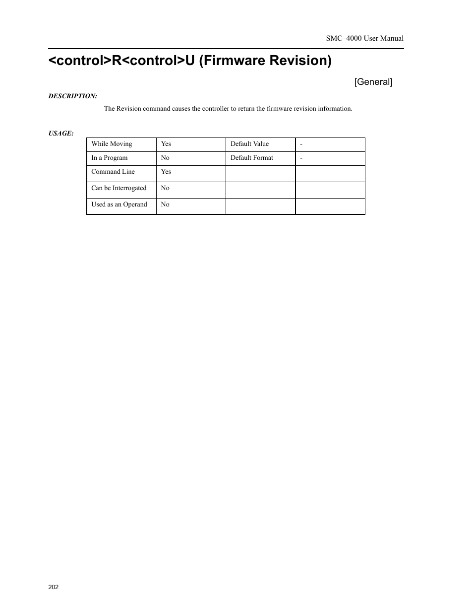 Control>r<control>u (firmware revision) | Yaskawa SMC–4000 User Manual | Page 212 / 385