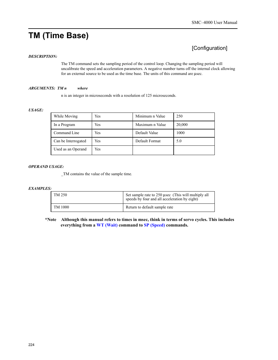 Tm (time base), Configuration | Yaskawa SMC–4000 User Manual | Page 234 / 385