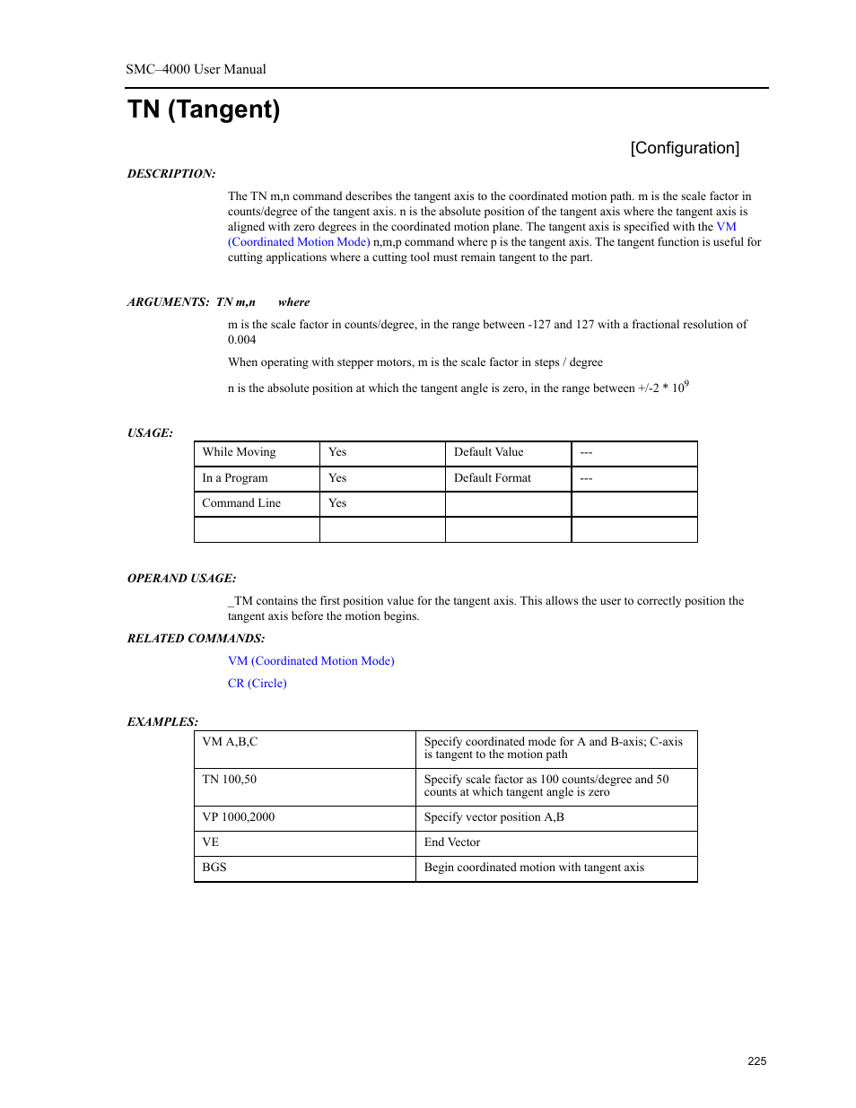 Tn (tangent), Configuration | Yaskawa SMC–4000 User Manual | Page 235 / 385