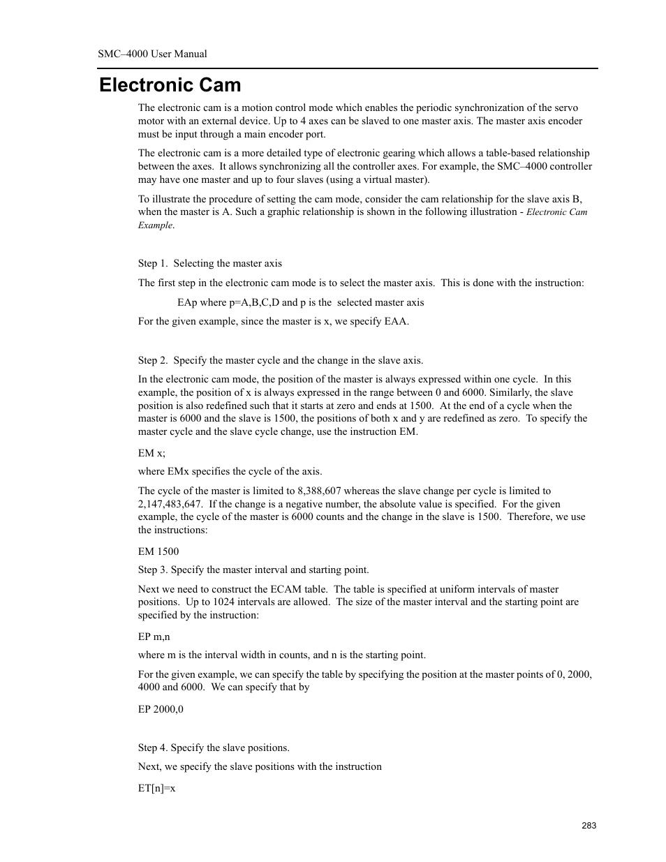 Electronic cam | Yaskawa SMC–4000 User Manual | Page 293 / 385