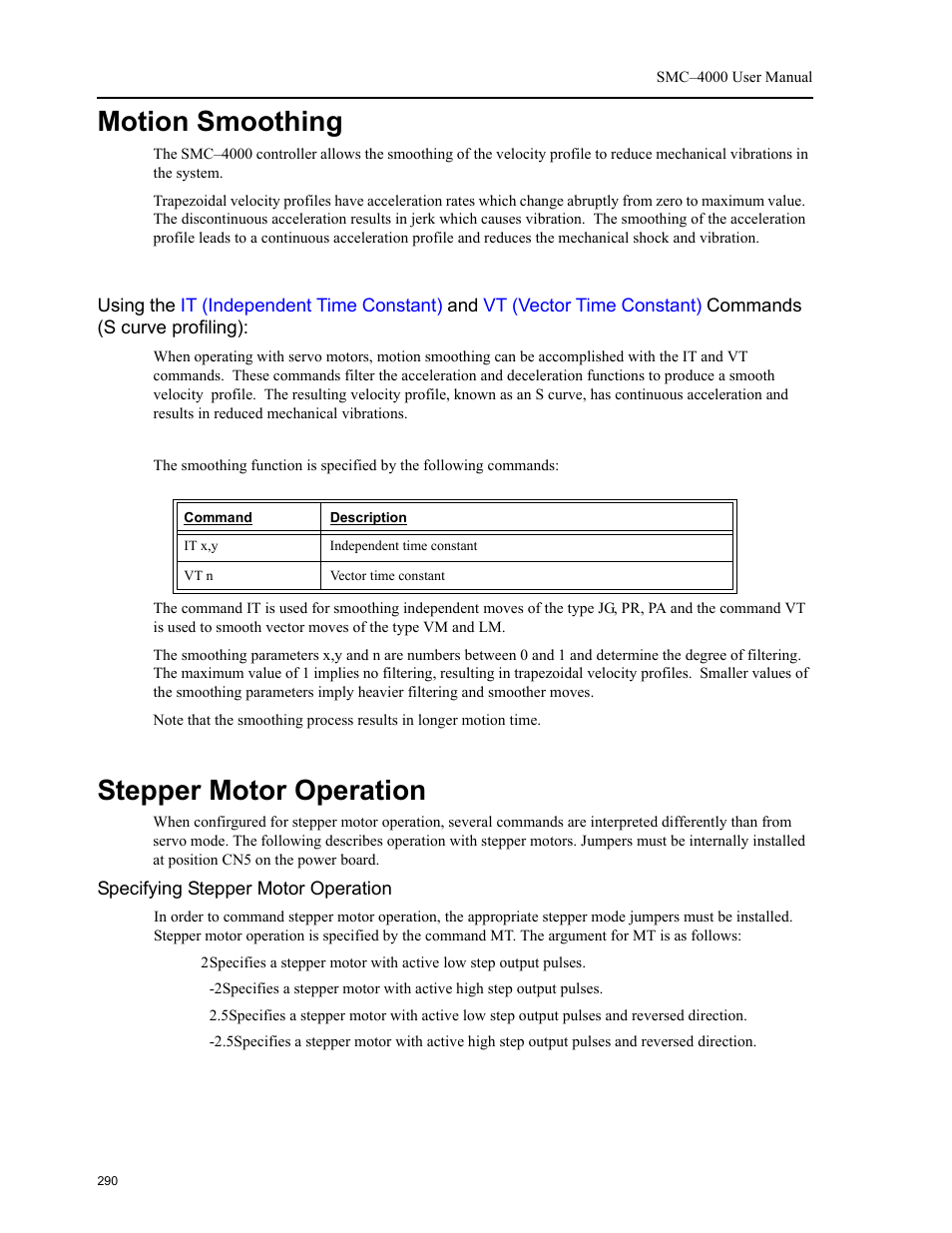 Motion smoothing, Stepper motor operation, Motion smoothing stepper motor operation | Yaskawa SMC–4000 User Manual | Page 300 / 385