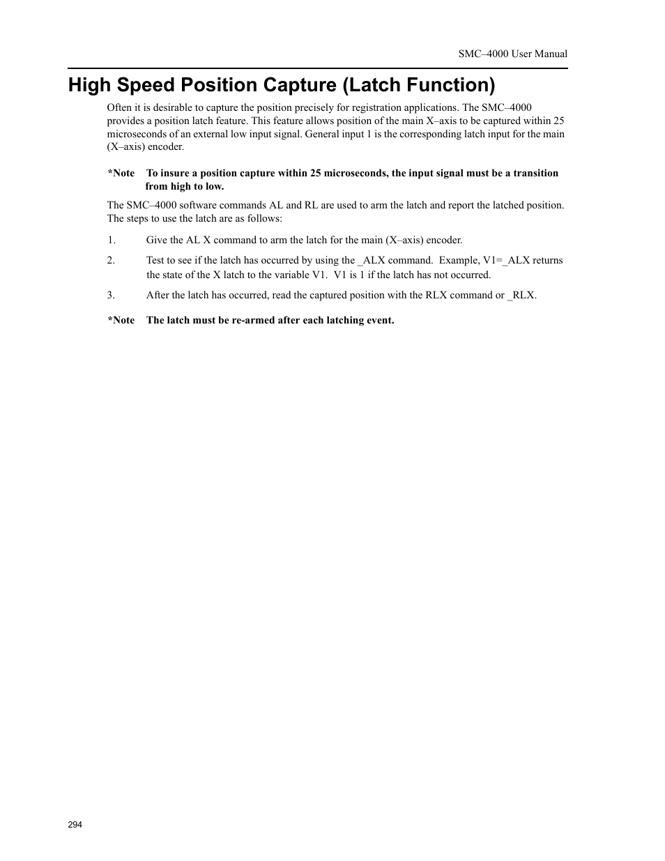 High speed position capture (latch function) | Yaskawa SMC–4000 User Manual | Page 304 / 385