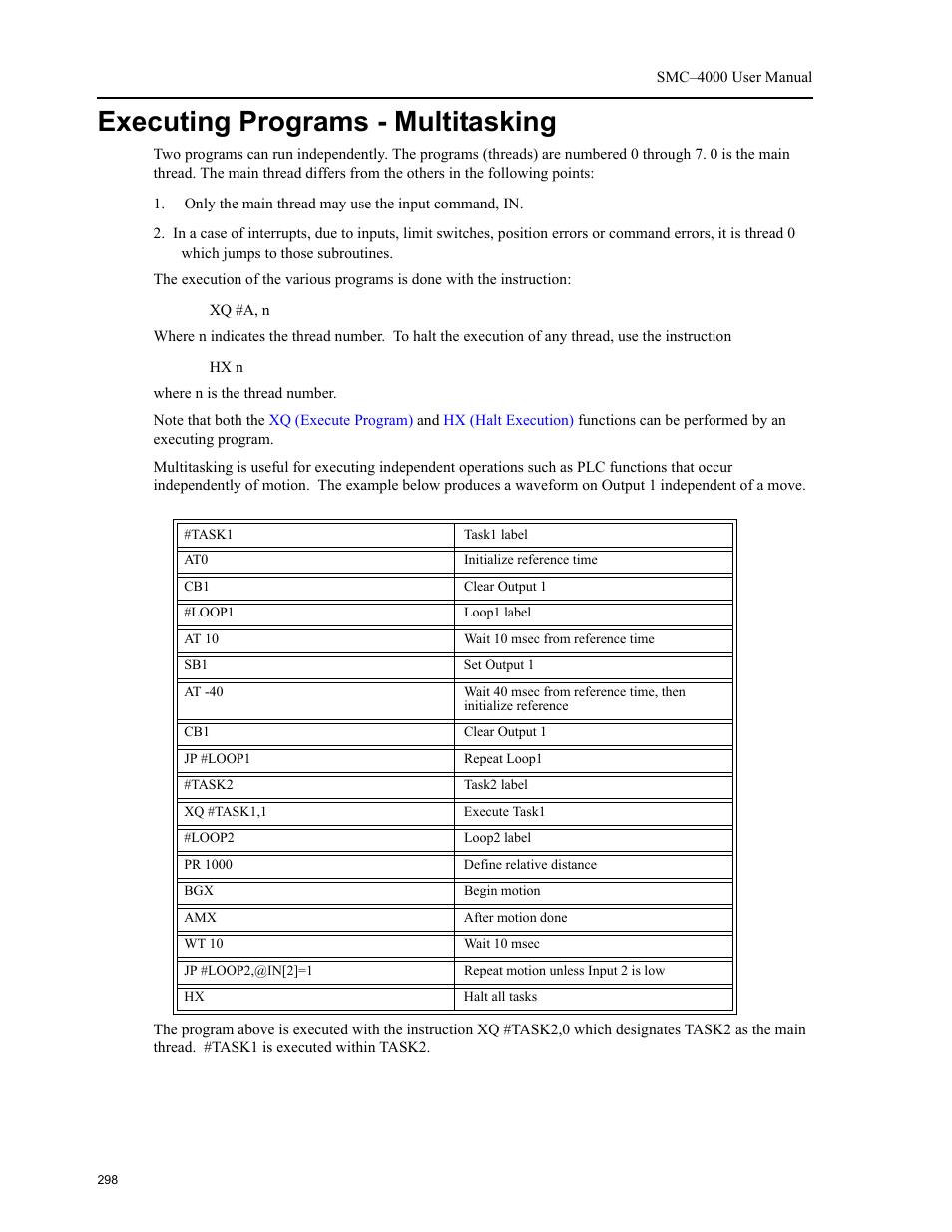 Executing programs - multitasking | Yaskawa SMC–4000 User Manual | Page 308 / 385