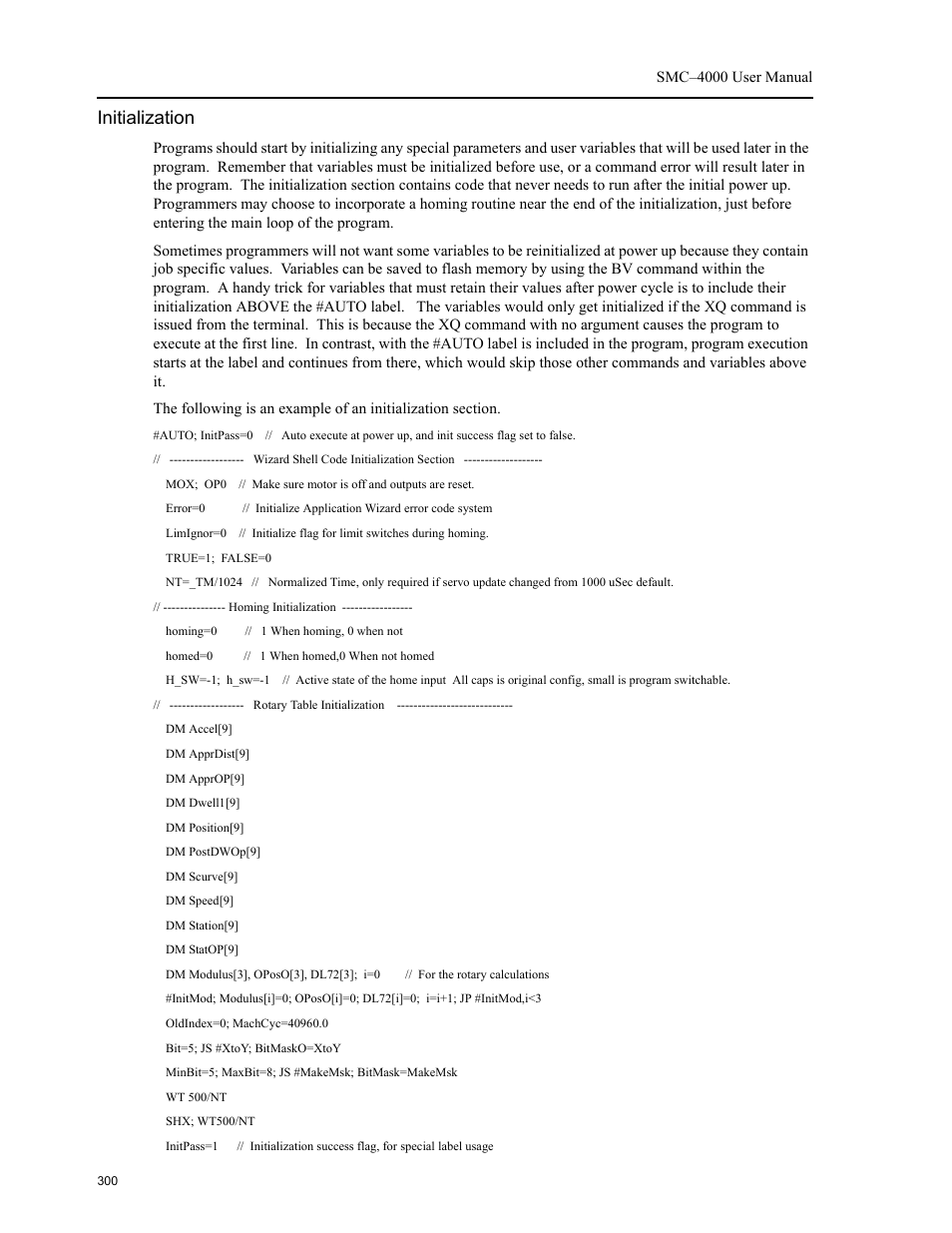 Initialization | Yaskawa SMC–4000 User Manual | Page 310 / 385