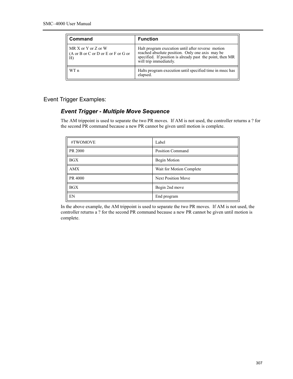 Event trigger examples | Yaskawa SMC–4000 User Manual | Page 317 / 385