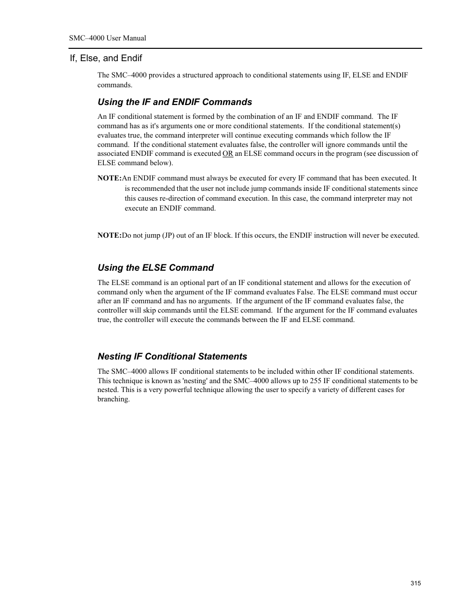 If, else, and endif | Yaskawa SMC–4000 User Manual | Page 325 / 385