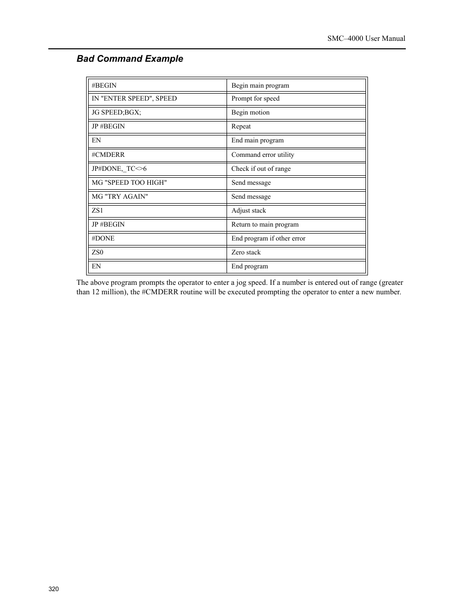 Bad command example | Yaskawa SMC–4000 User Manual | Page 330 / 385