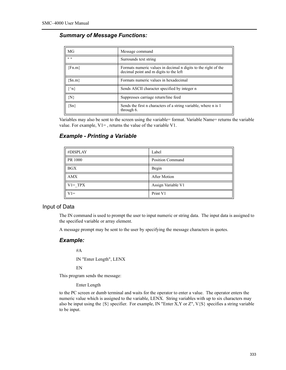 Input of data | Yaskawa SMC–4000 User Manual | Page 343 / 385