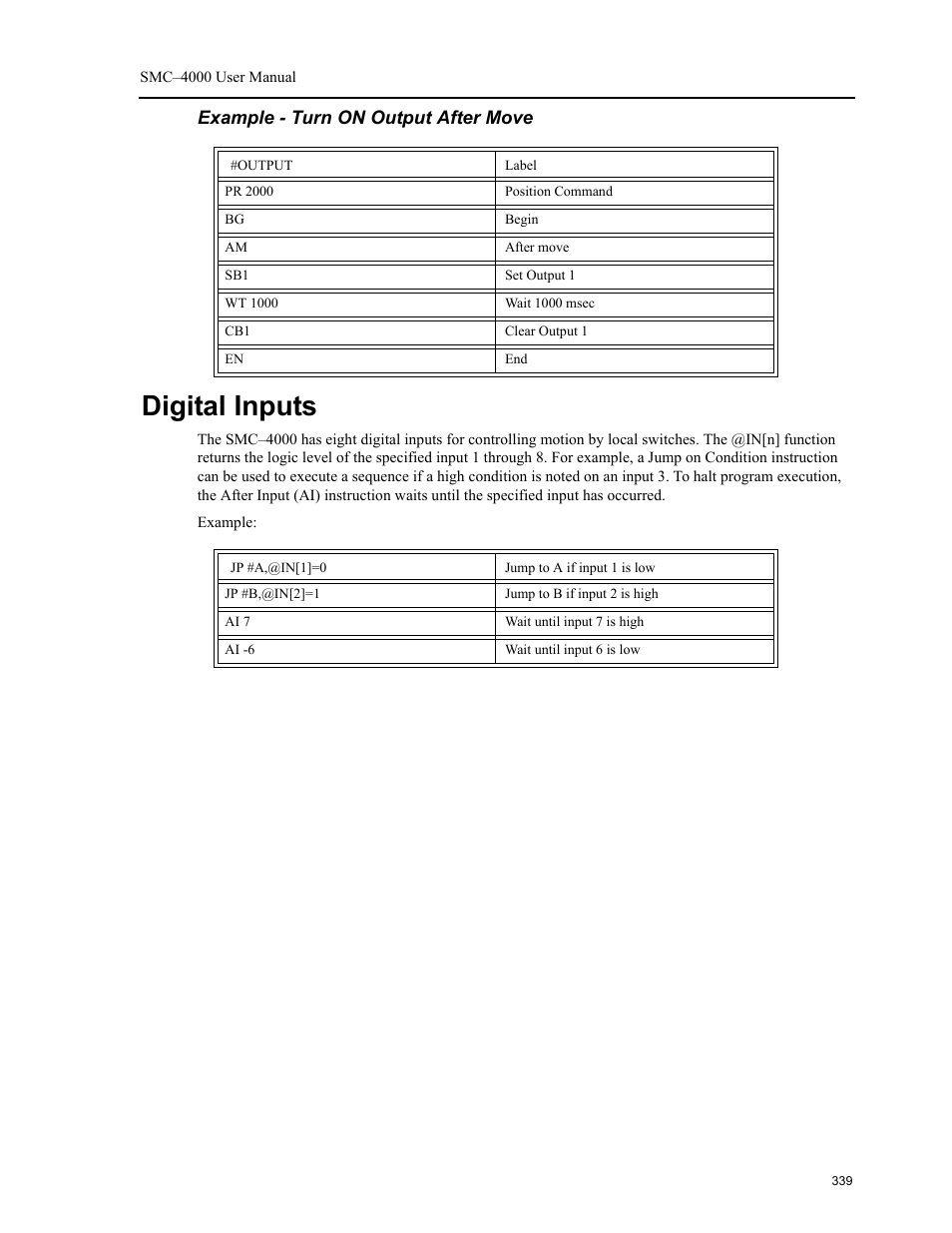 Digital inputs | Yaskawa SMC–4000 User Manual | Page 349 / 385