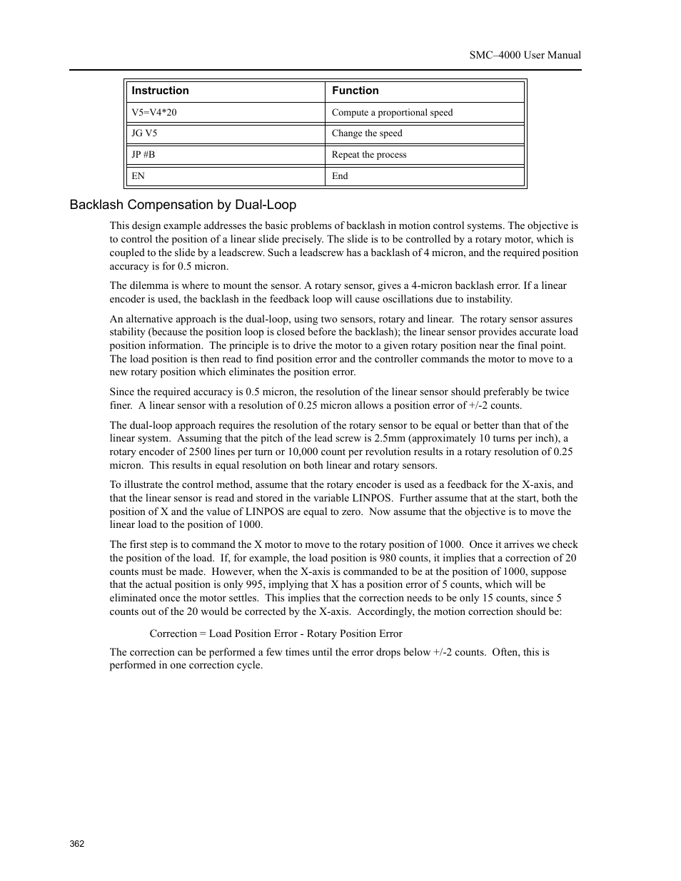 Backlash compensation by dual-loop | Yaskawa SMC–4000 User Manual | Page 372 / 385