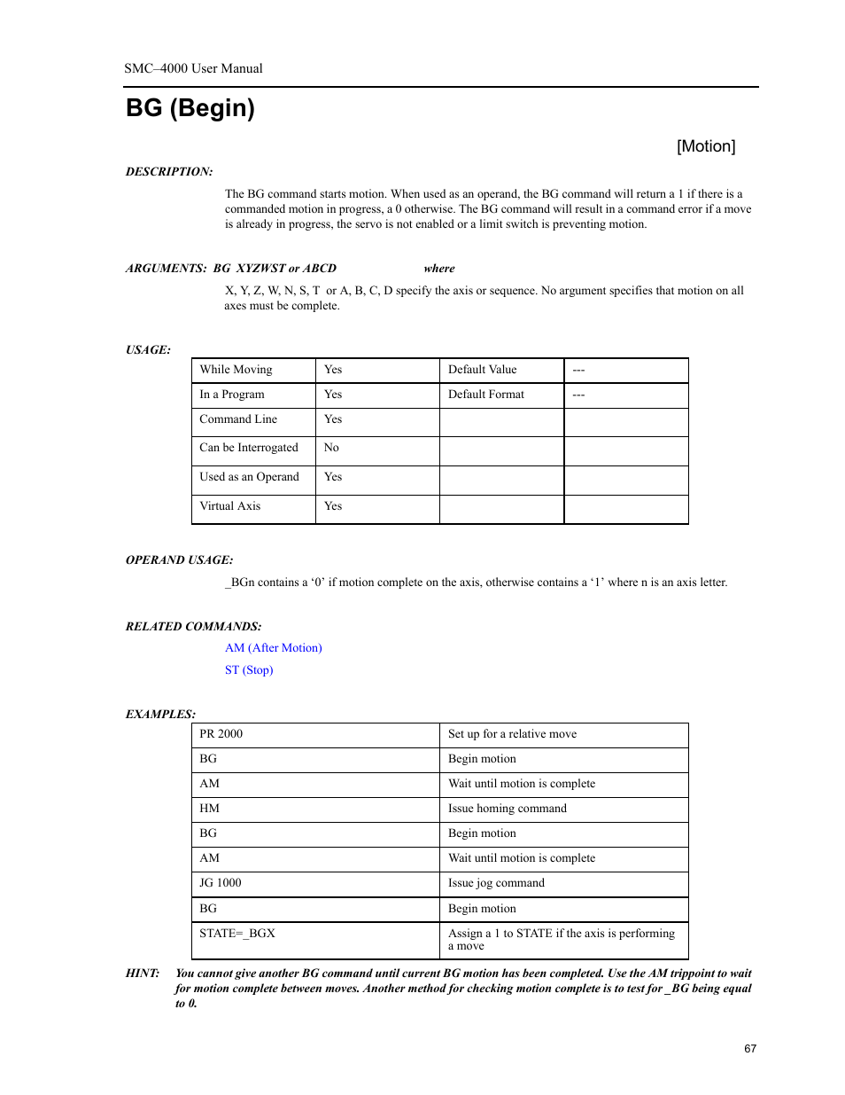 Bg (begin), Motion | Yaskawa SMC–4000 User Manual | Page 77 / 385