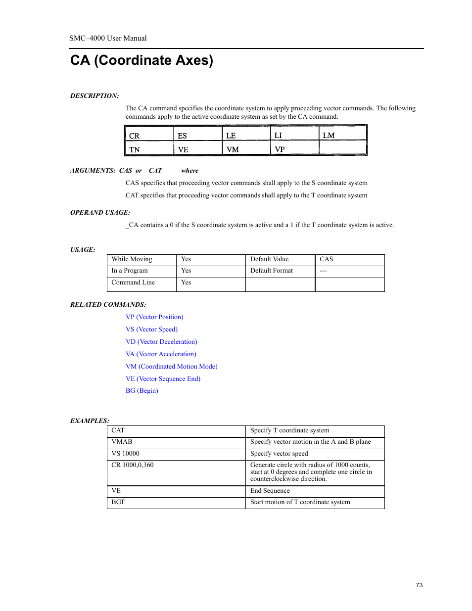 Ca (coordinate axes) | Yaskawa SMC–4000 User Manual | Page 83 / 385