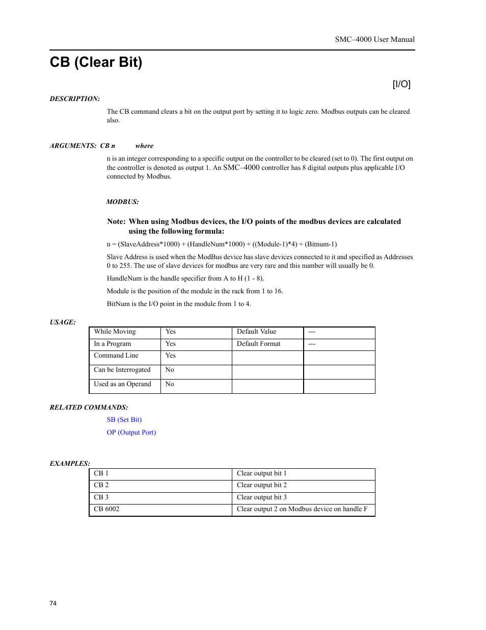 Cb (clear bit) | Yaskawa SMC–4000 User Manual | Page 84 / 385