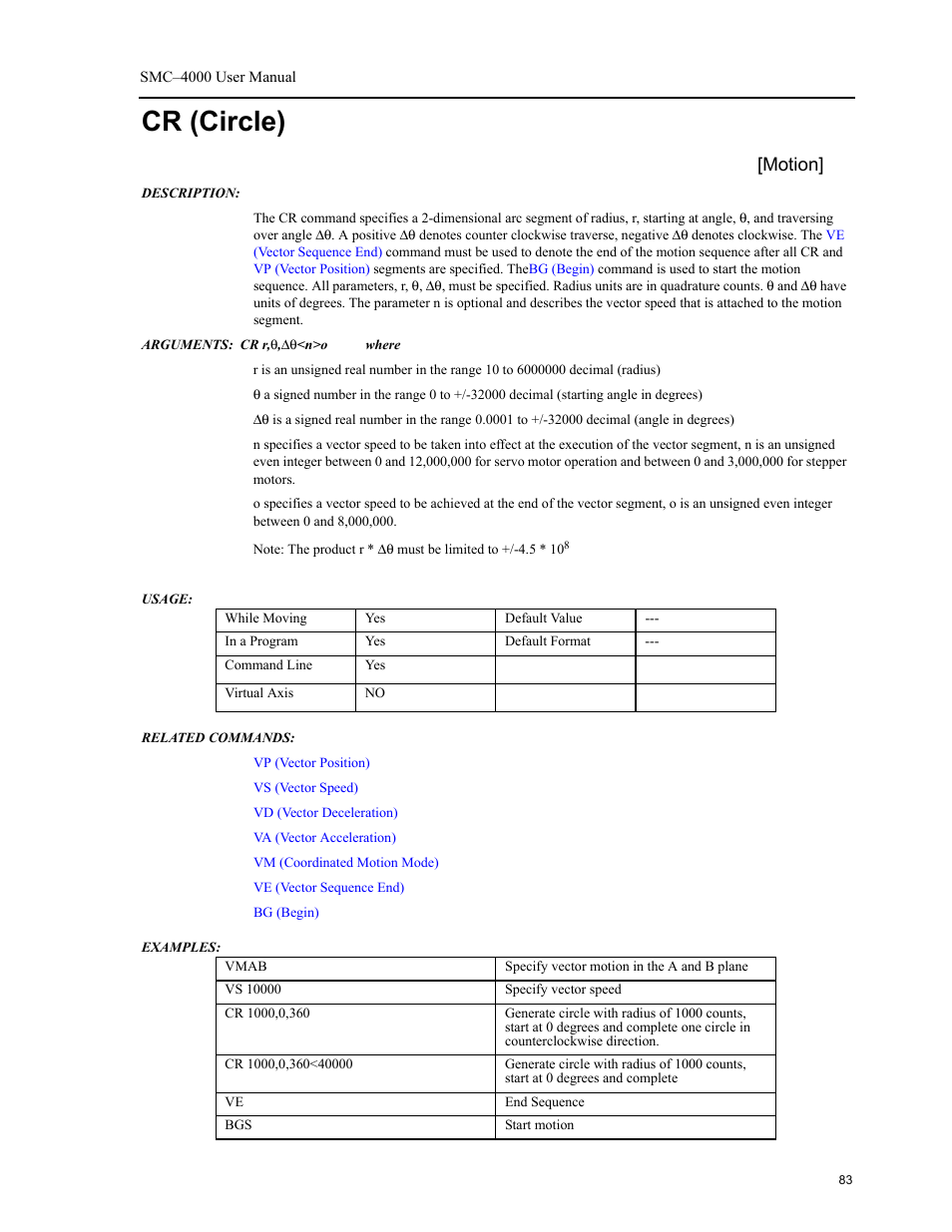 Cr (circle), Motion | Yaskawa SMC–4000 User Manual | Page 93 / 385