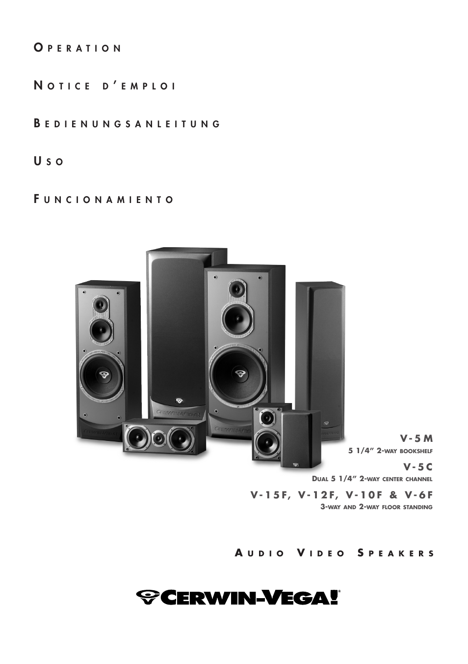 Cerwin-Vega 5 1/4 2-WAY BOOKSHELF DUAL 5 1/4 2-WAY CENTER CHANNEL V - 1 2 F User Manual | 12 pages
