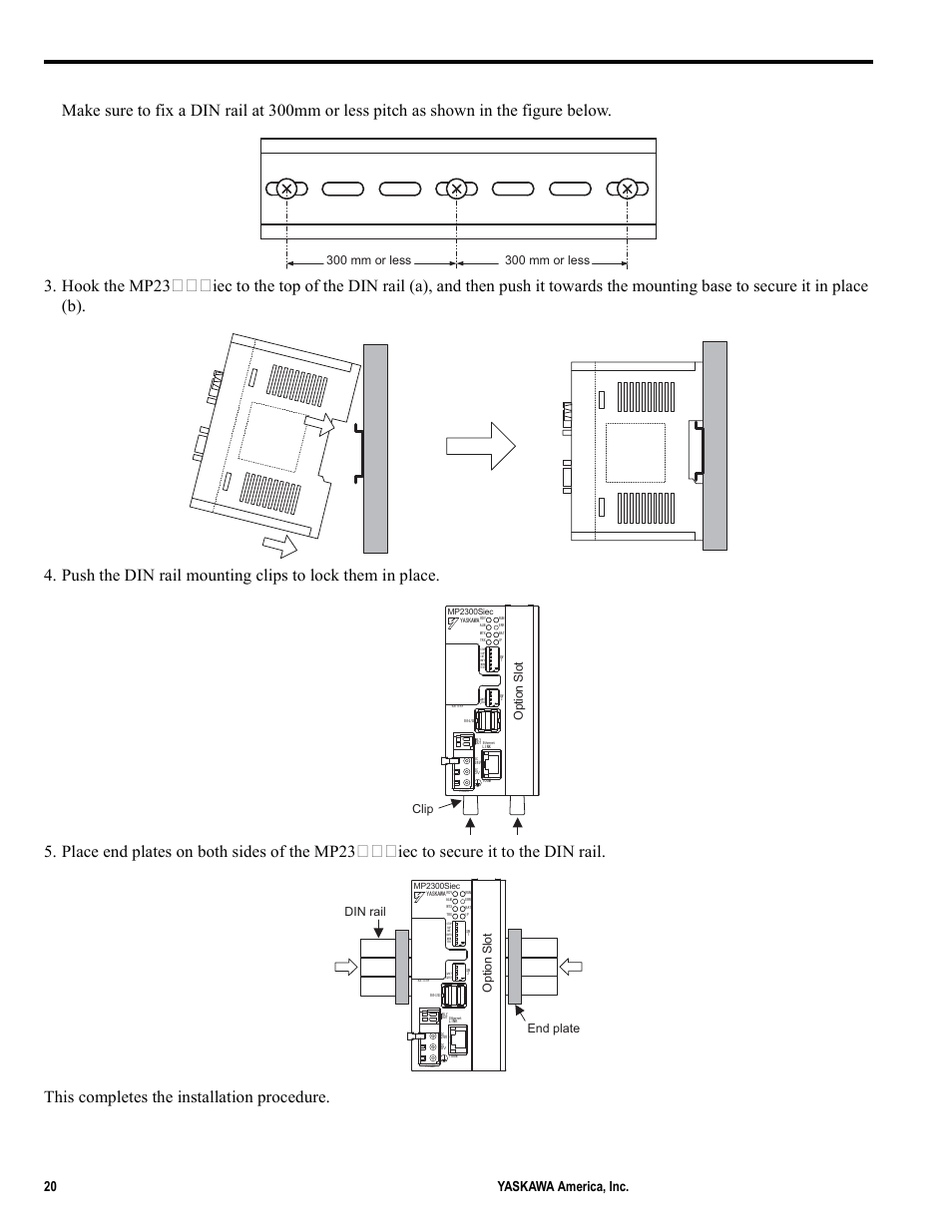 B) a), 5 mounting, 300 mm or less | Yaskawa MP2000iec User Manual | Page 20 / 102